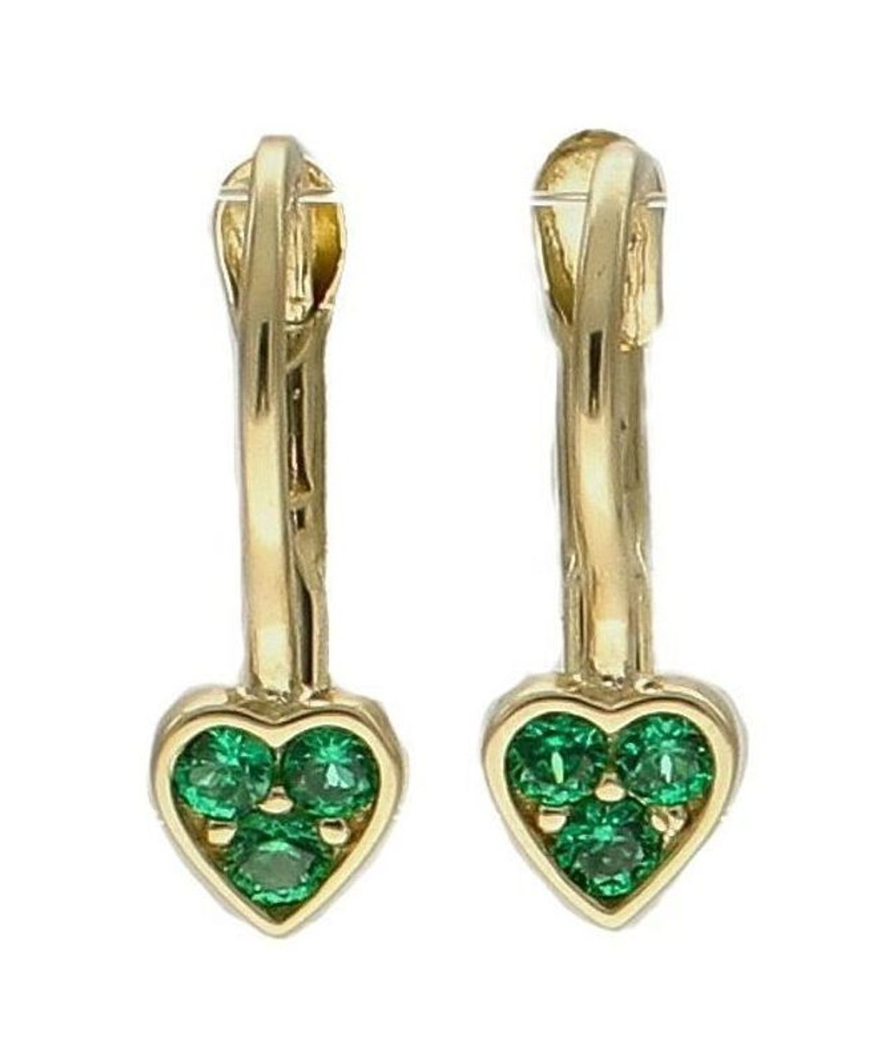 Złote kolczyki 585 koła z serduszkiem zielonym KL 11182.jpg